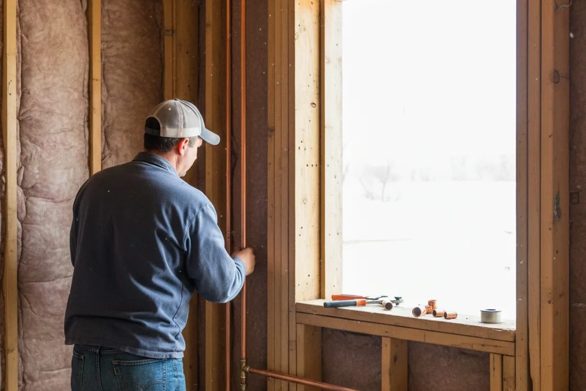 Licensed plumber running new copper supply lines in a Fairview home
