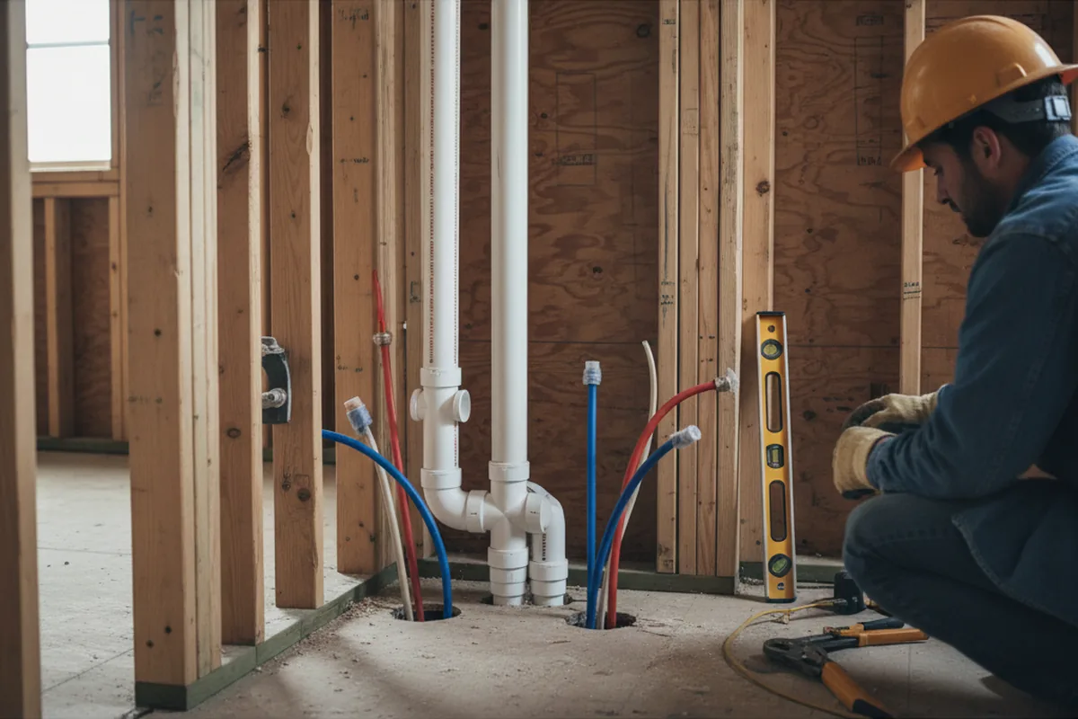 Drain and supply rough-in during Leak Detection in Fairview